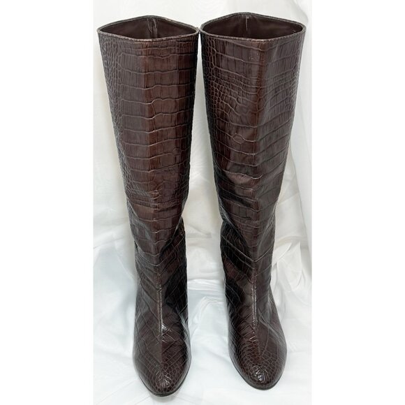 NWOT - Vintage BCBG  Genuine Leather "Petler" Boots - Dark Brown - Size 7 1/2 - Picture 1 of 9